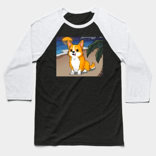 Tropical Corgi Baseball T-Shirt